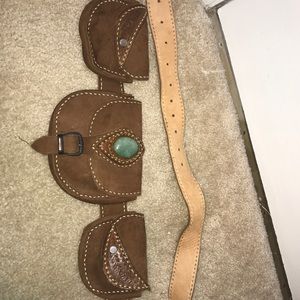 Suede utility belt with turquoise stone